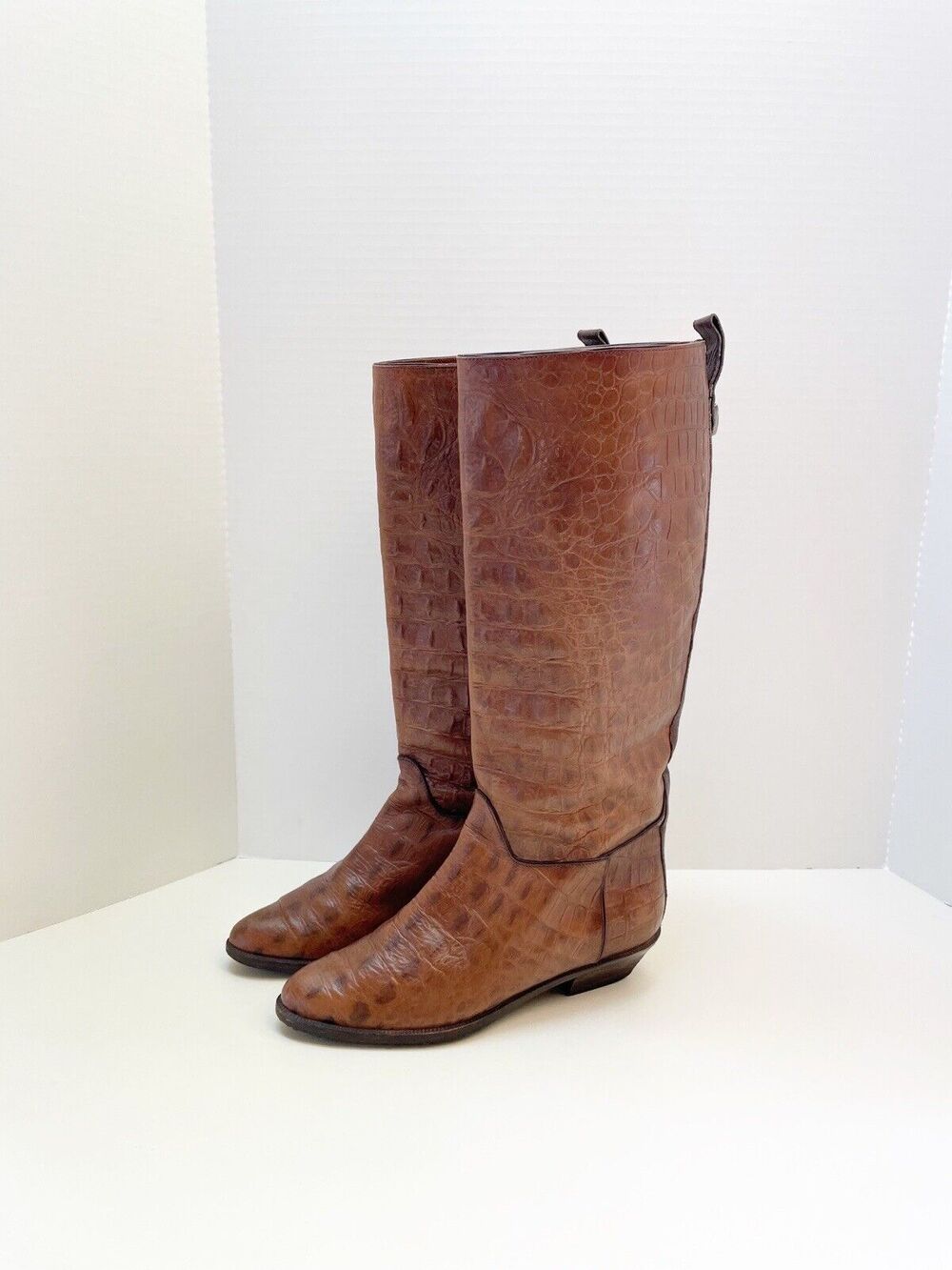 Casuccio & Scalera Croc Embossed Tall Boots Italy Size 8